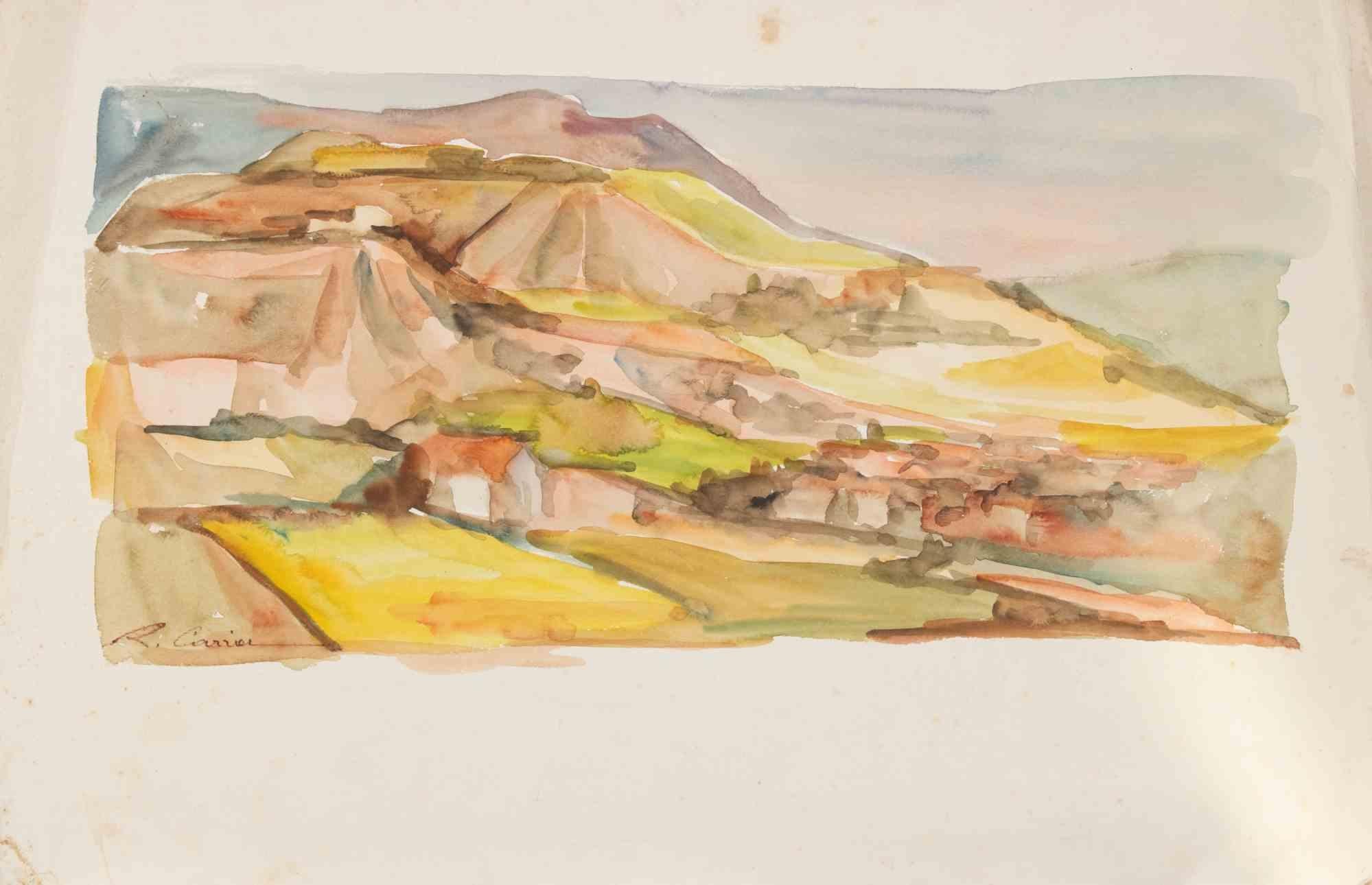 Paysage - Drawing by Auguste Carrier - Early 20th Century