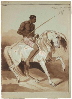 Cavalier Africain - Drawing by Sébastien Prichard - 1856