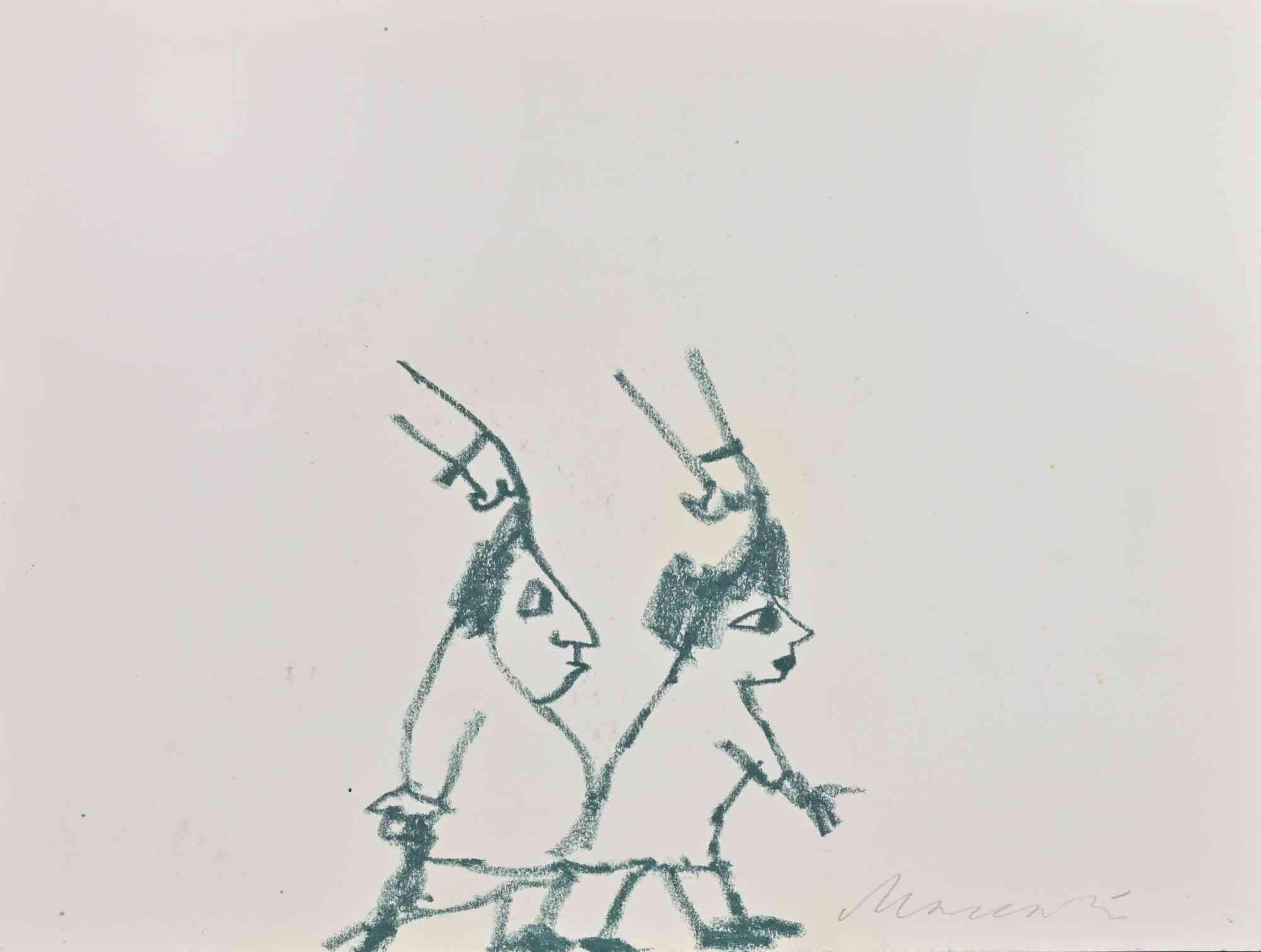 Education - Drawing by Mino Maccari - 1960s