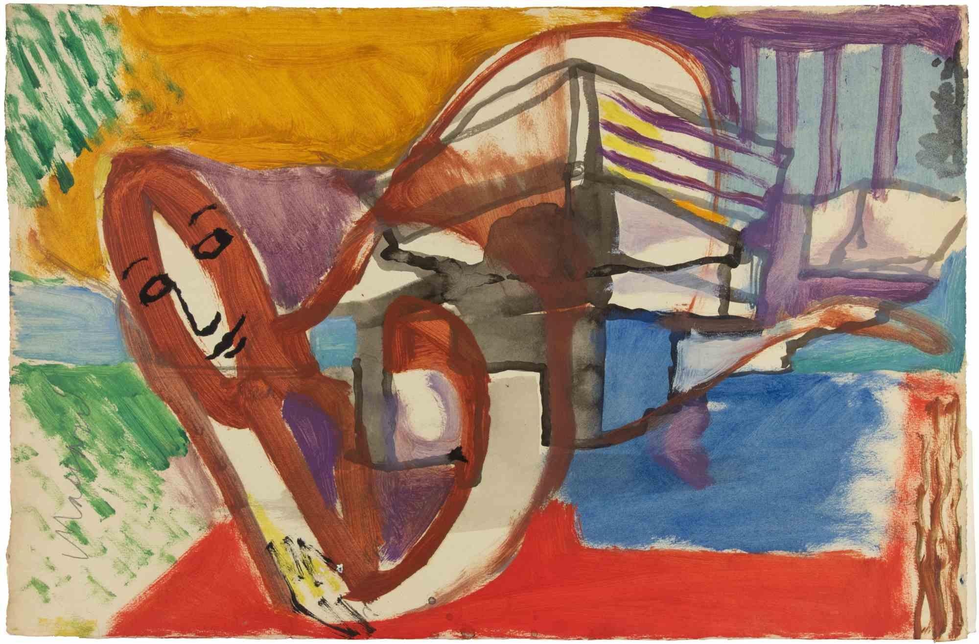 Tempera und Aquarell auf Papier von Mino Maccari aus den 1960er Jahren.

Handsigniert unten links.

Sehr guter Zustand.