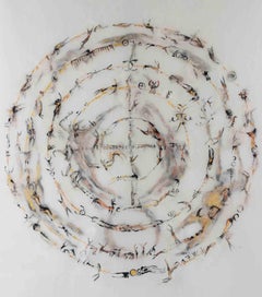 Composition, Contemporary Mixed Media on Textile, Signed, 150x100 cm