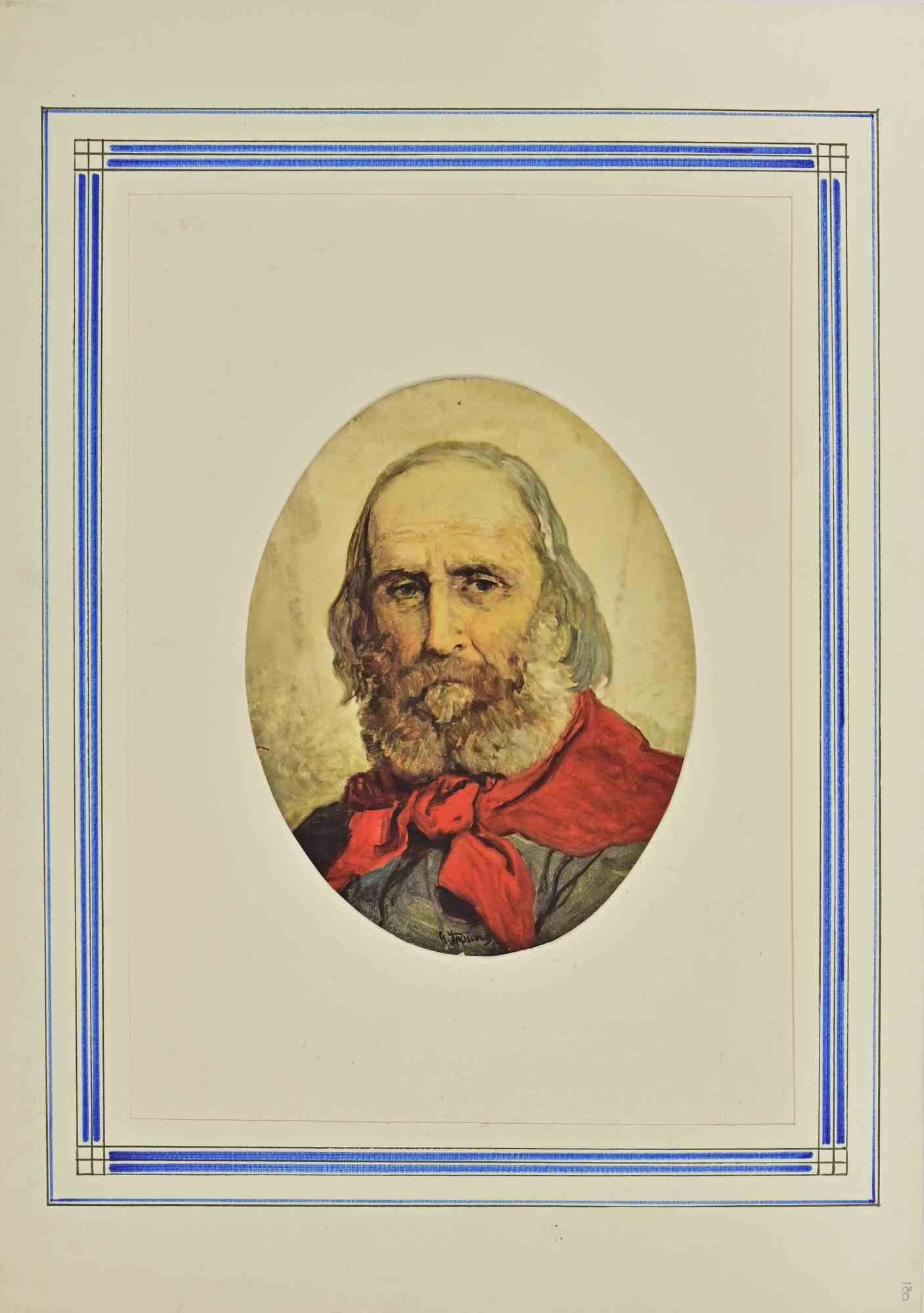 Portrait of Giuseppe Garibaldi - Drawing by Gerolamo Induno - Later 19th century