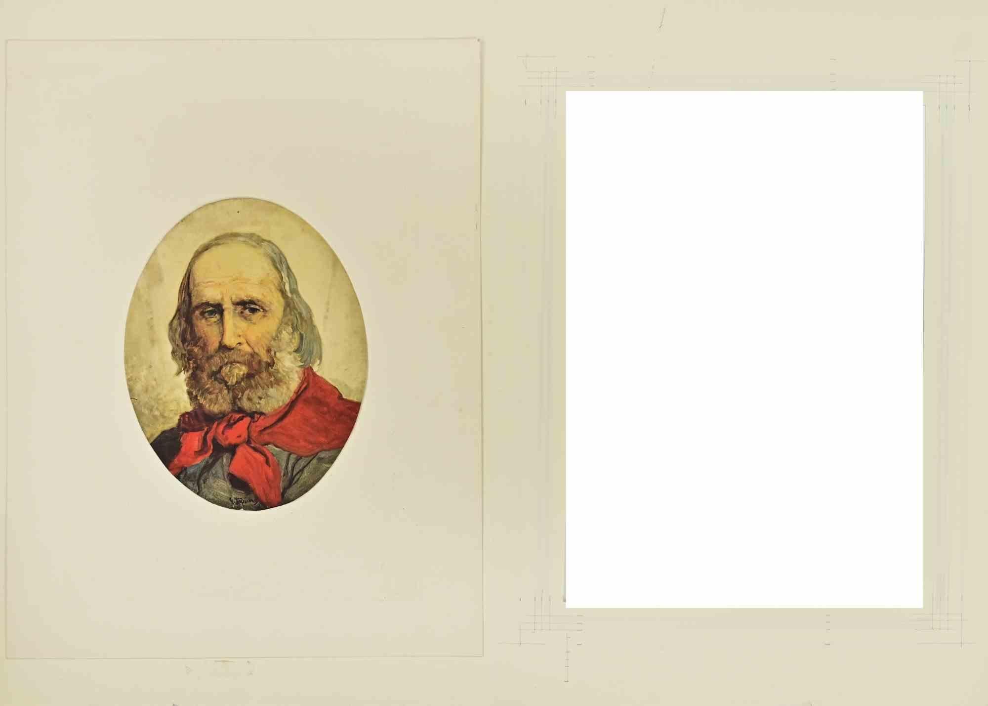 Portrait of Giuseppe Garibaldi - Drawing by Gerolamo Induno - Later 19th century - Art by Unknown