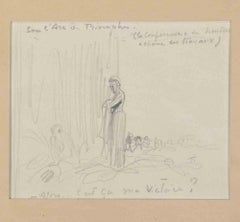 Sous l'Arc de Triomphe - Drawing by Jean-Luis Forain - Late 19th Century