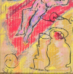 Reclined Nude - Drawing by Sirio Pellegrini - 1960s