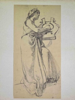 L
Harpiste - Dessin de Henry de Groux - 1866