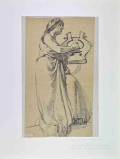 L'Harpiste - Dessin de Henry de Groux - 1866