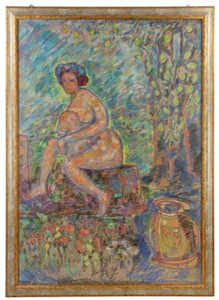 Nude under the Tree - Drawing by Sirio Pellegrini - 1960s