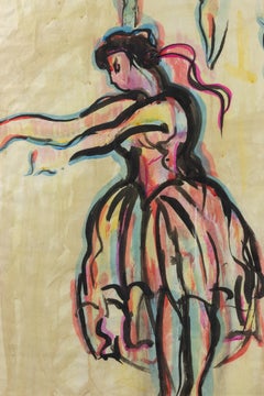 Ballerina, aquarelle de Sirio Pellegrini, années 1960