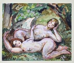 Due Femme Nues Allongées - Mixed media by Paul Emile Colin - Early 20th Century