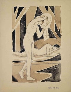 Deux Nues de Femme - Técnica mixta de Paul Emile Colin - Principios del siglo XX