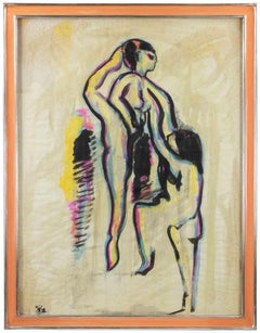 Warm-Up Watercolor on Paper, Contemporary Style, Signed, 1960s