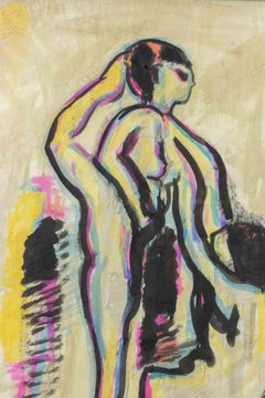 Vorzeichnung, Aquarell auf Papier, zeitgenössischer Stil, signiert, 1960er Jahre