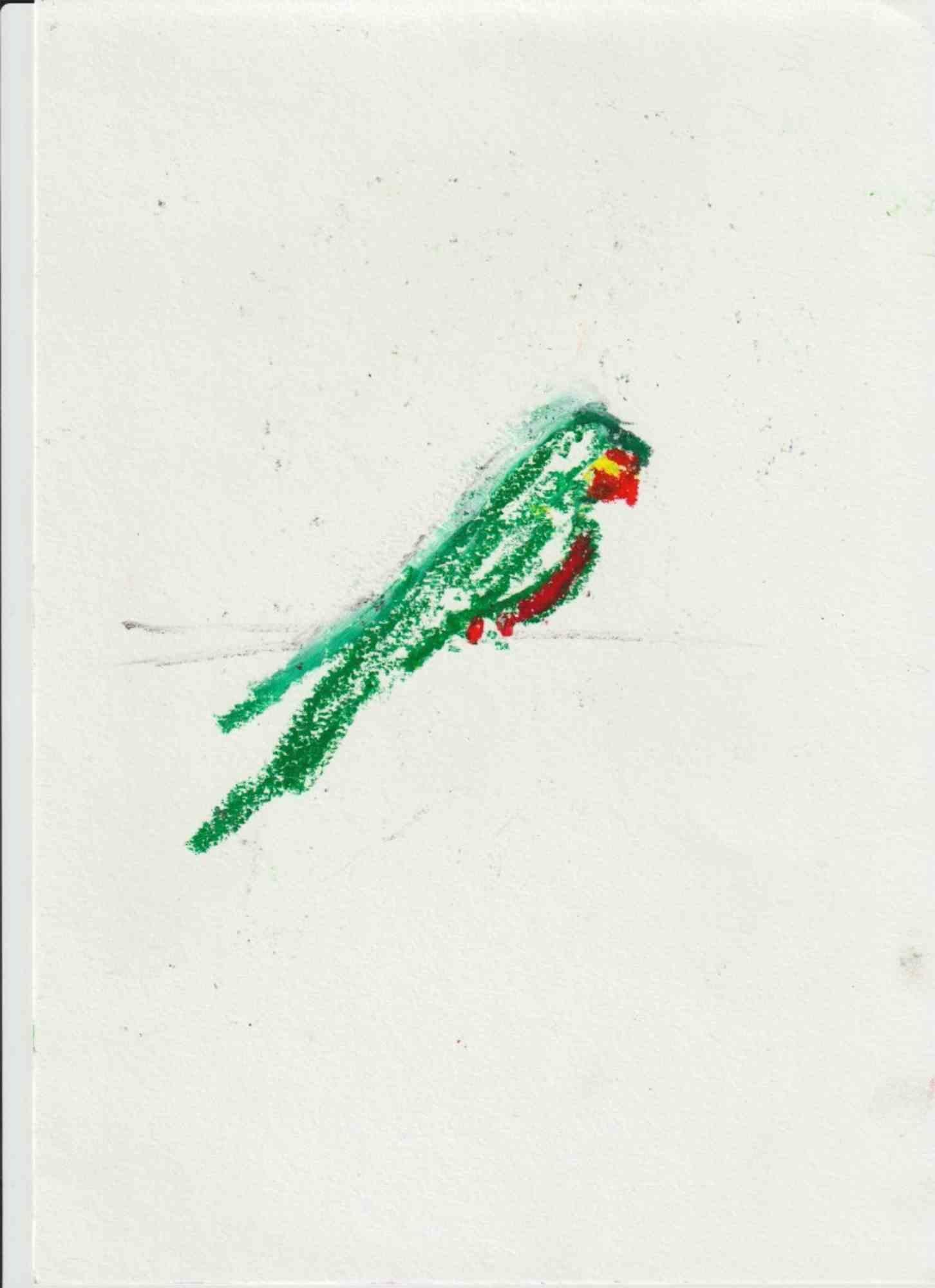 Composition 11, Abstract Drawing in Oil Pastel on Canson Paper, Signed - Art by Alfredo Pizzi