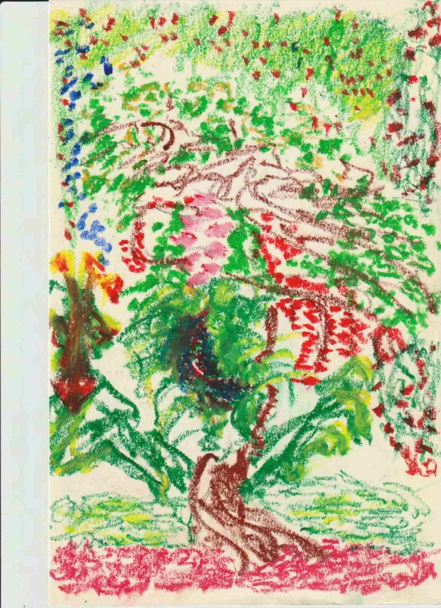 Composition 16 - Abstract Drawing in Oil Pastel on Canson Paper, 2010+ - Art by Alfredo Pizzi