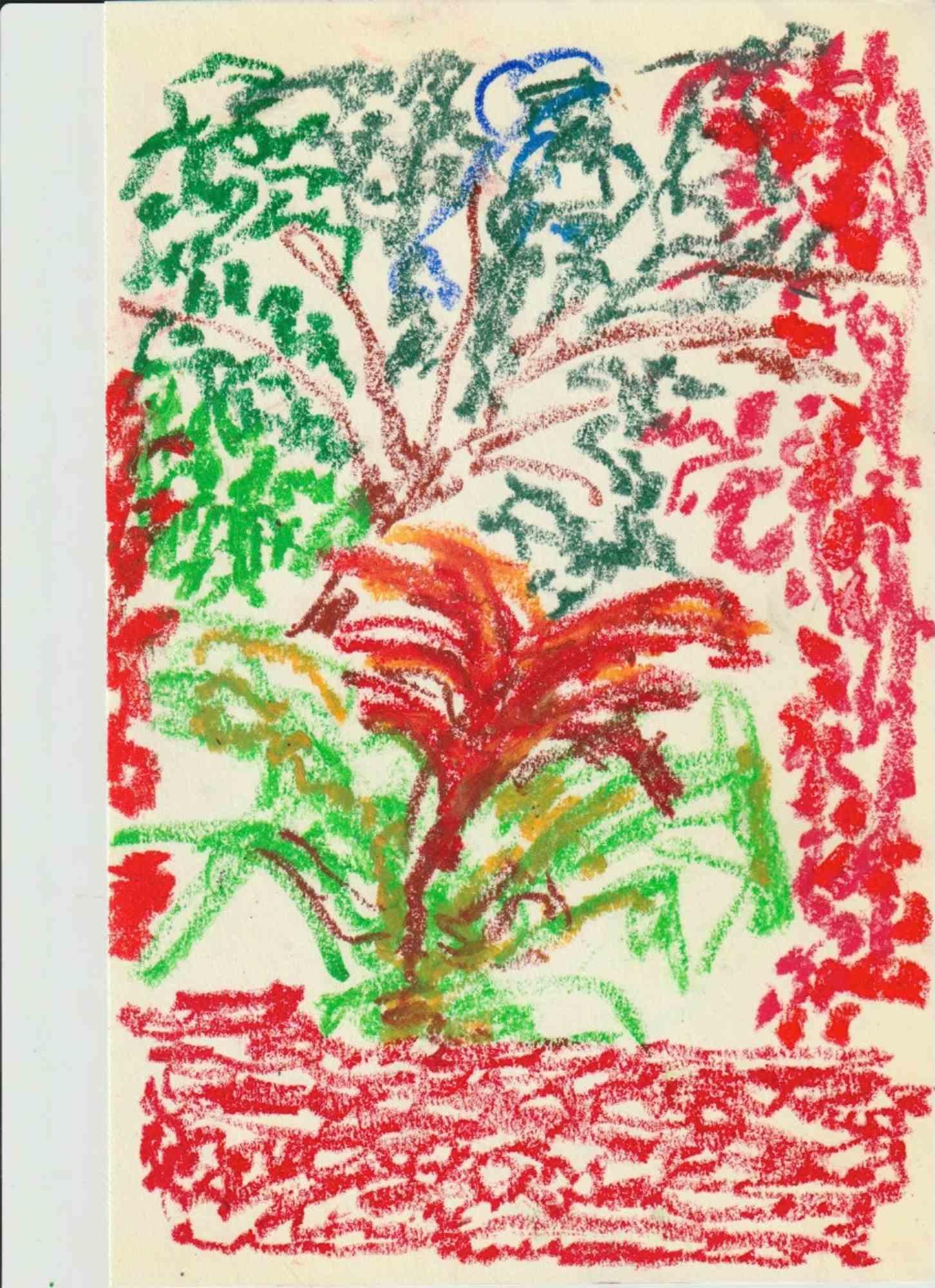 Composition 23: Abstract Oil Pastel Drawing on Canson Paper
