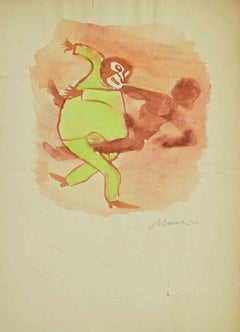 The Wrestlers - Drawing by Mino Maccari - 1940s