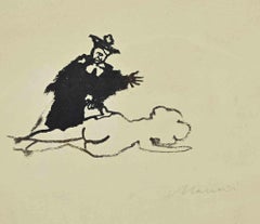 Der Richter und die Frau - Zeichnung von Mino Maccari - 1950er Jahre