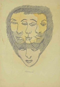 A Head Full of Ideas - Drawing by Mino Maccari - 1960s