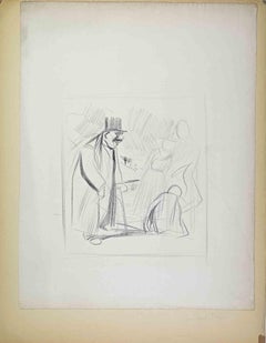 Der Besuch - Zeichnung von Jean-Louis Forain - Anfang des 20. Jahrhunderts