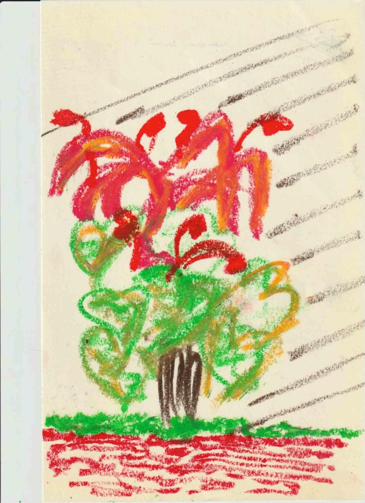 Abstract 4 Drawing, Oil Pastel on Canson Paper, Signed, 2010+