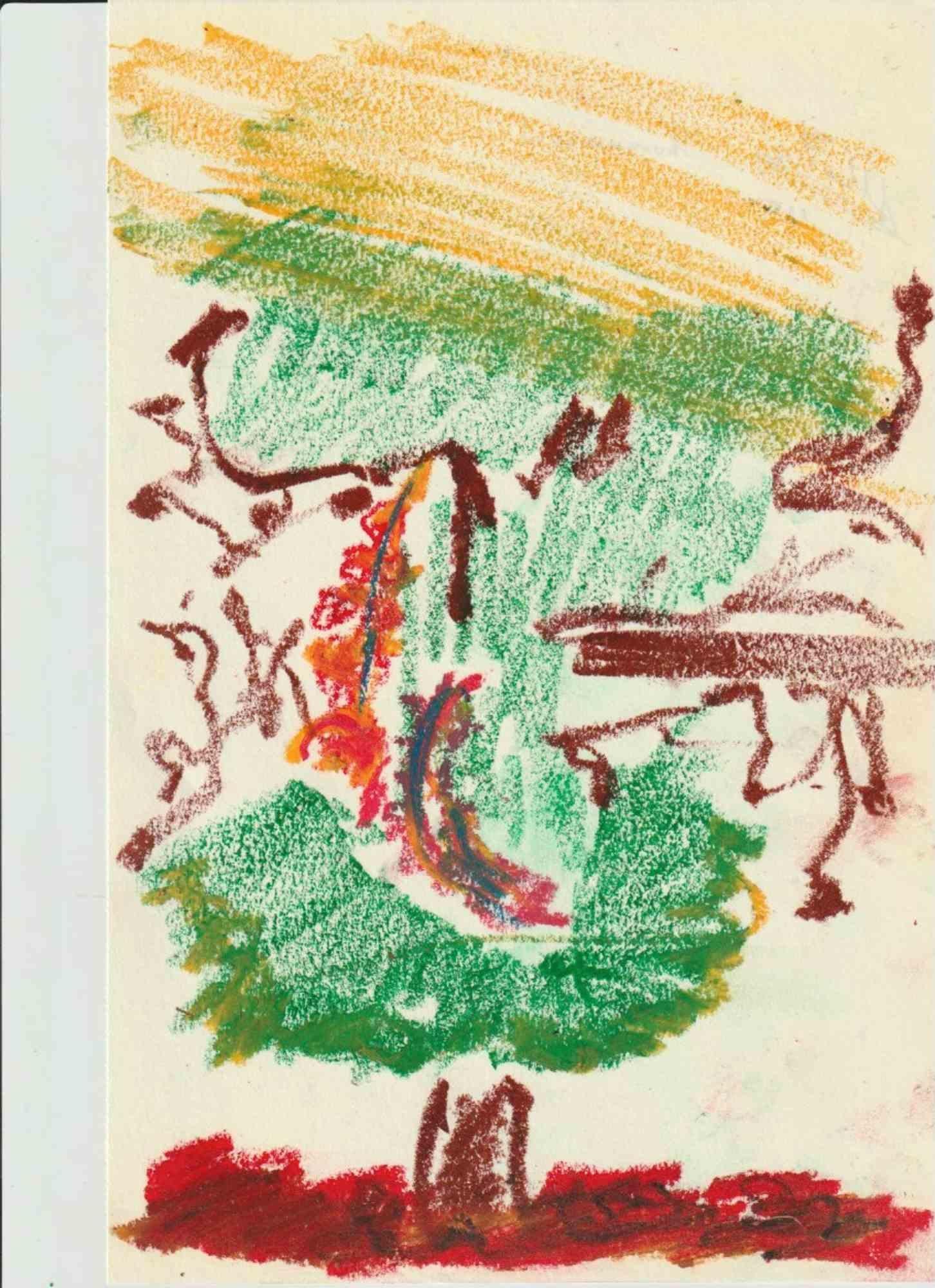 Abstract 2 Drawing, Oil Pastel on Canson Paper, Signed, 2010+