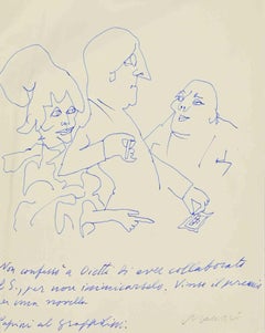 Papini - Drawing by Mino Maccari - 1965 ca