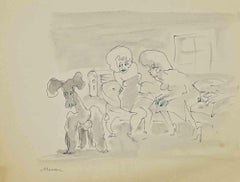 La visita - Disegno di Mino Maccari - Anni '60