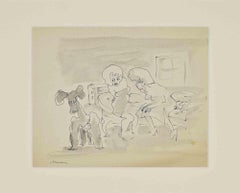 La visita - Disegno di Mino Maccari - Anni '60
