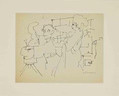 Lo scultore - Disegno di Mino Maccari - Anni '60