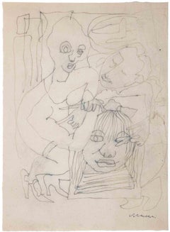 The Makeup Artist - Drawing by Mino Maccari - 1950s