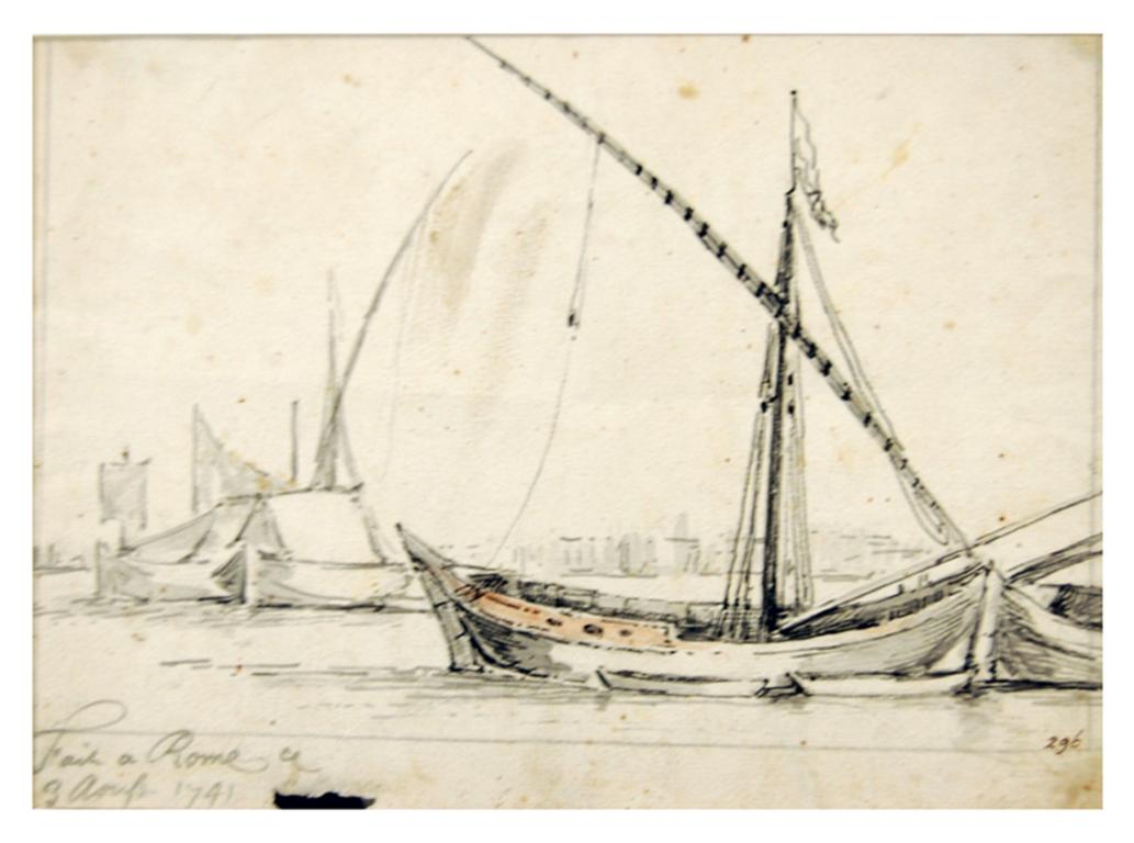 Rom - Der Hafen von Ripa Grande - Zeichnung von J. P. Verdussen - 1741