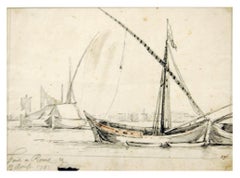 Rome - The Port of Ripa Grande - Drawing by J. P. Verdussen - 1741