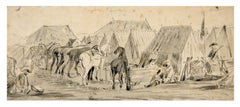 Le Campement - Encampment - Dessin de J. P. Verdussen - 1740 ca.