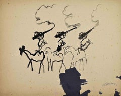 Cannoni e guerra - Disegno di Mino Maccari - Anni '60
