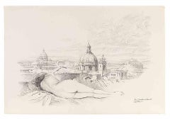 San Salvatore in Lauro-Rome - Drawing by Gaspare De Fiore - 1974