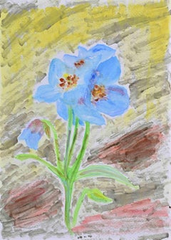 The Blue Poppies - Drawing - 1980s