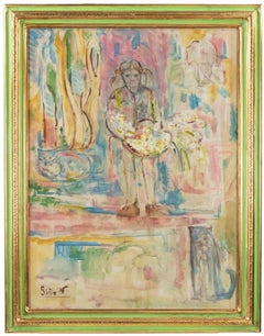 Girl - Oil Paint by Sirio Pellegrini - 1976