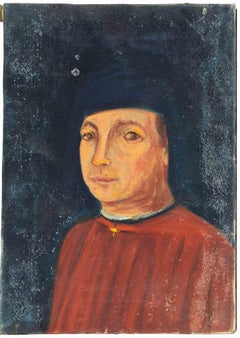 Self Portrait After Antonello da Messina - Oil Paint by Sirio Pellegrini - 1969