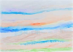 Œuvre d'art en techniques mixtes représentant un paysage, style abstrait, années 1990, non encadrée