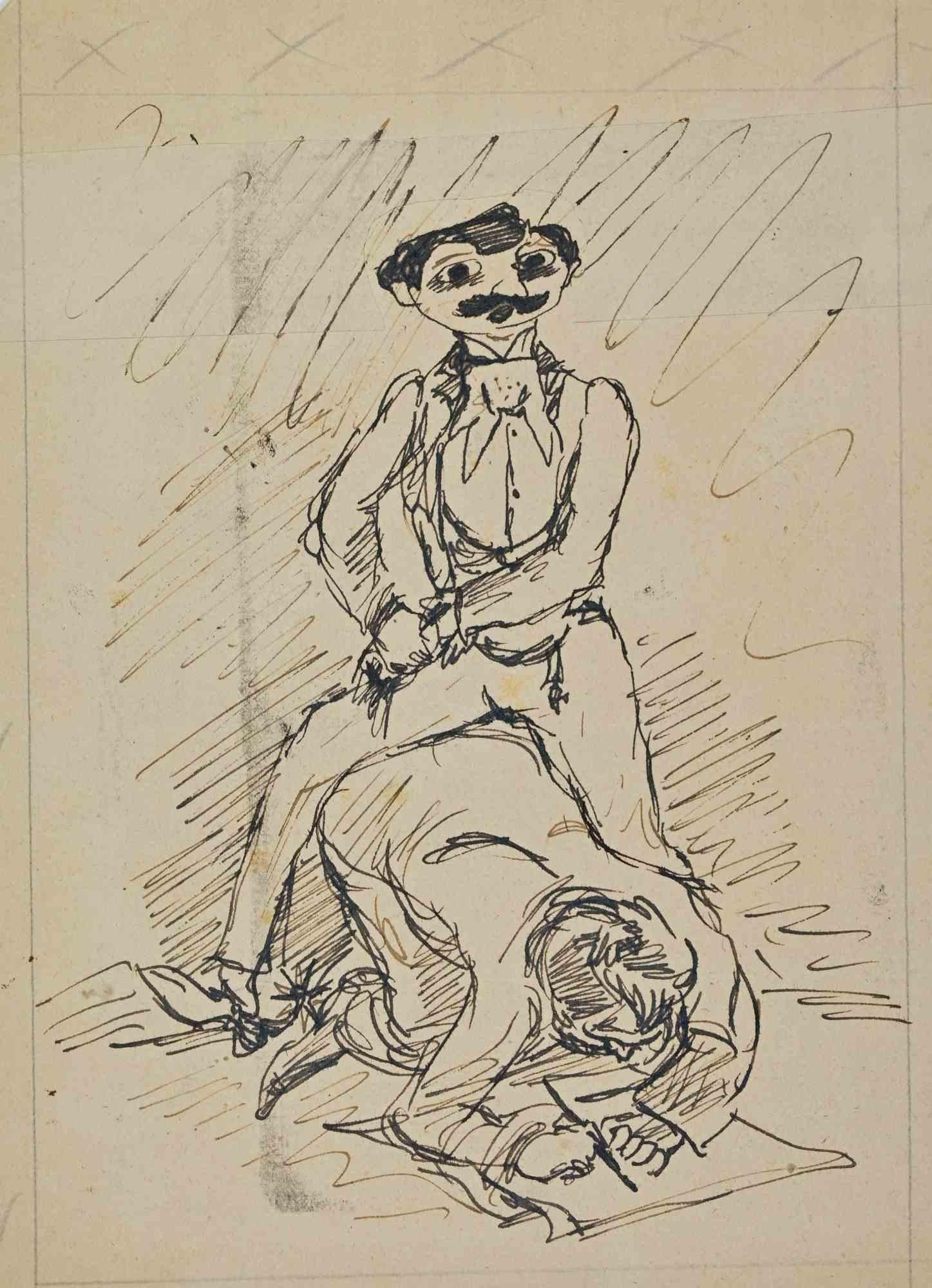 Composizione a inchiostro su carta, stile moderno, intorno agli anni '10 del Novecento