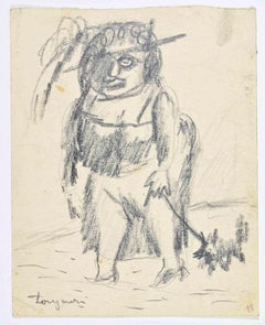 Chien en laisse - Dessin de Leo Longanesi - 1930 ca