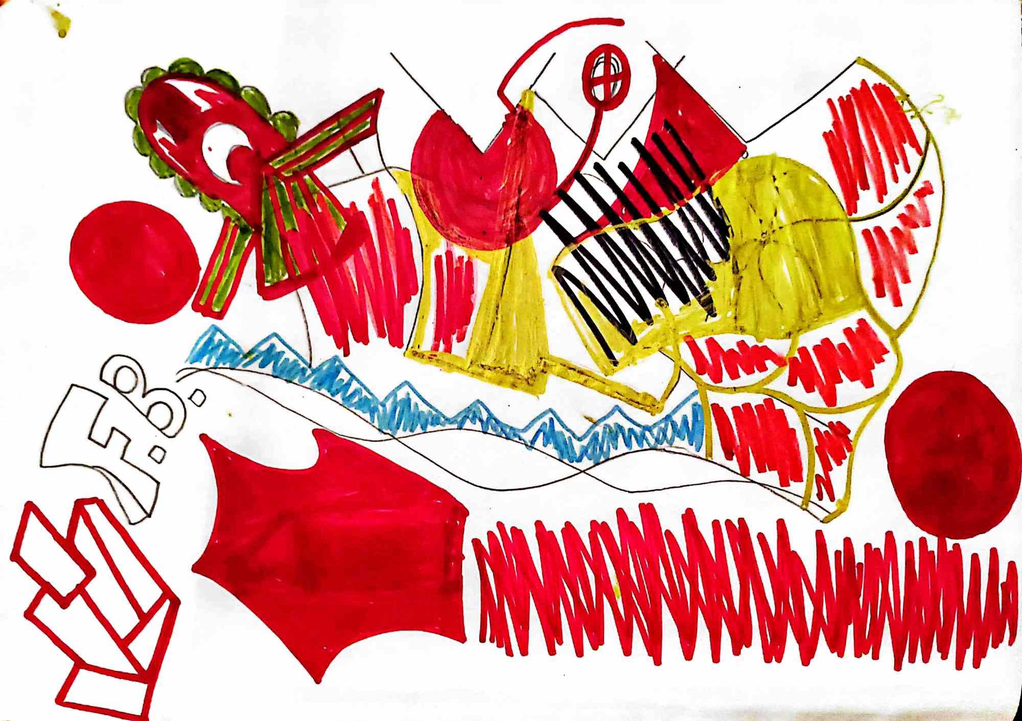 Untitled Abstract Drawing, Mixed Media on Paper, 30x40 cm, 2025
