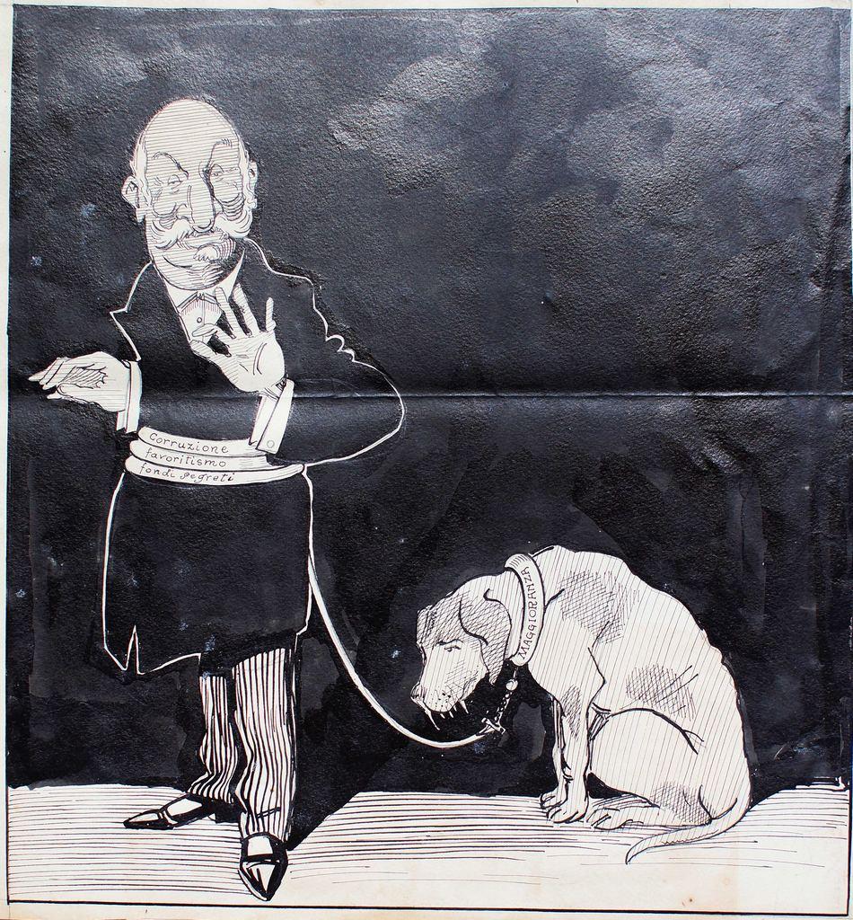 El perro de Giolitti - Dibujo de Luccio - Principios del siglo XX