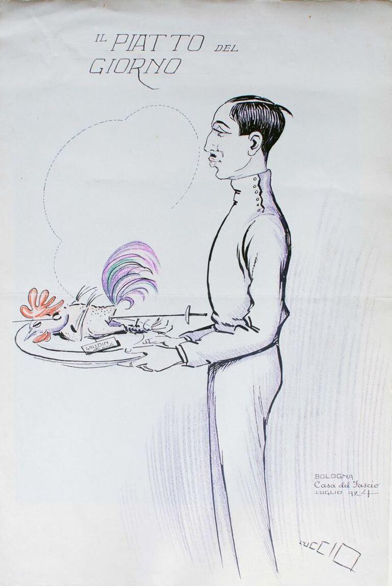 The Plate of the Day Drawing, Modern Ink and Watercolor on Paper, 1924