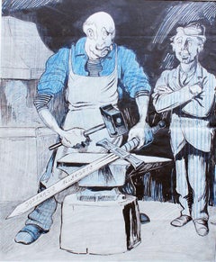 Extended Suffrage Drawing, Ink and Watercolor, Modern, Circa 1925