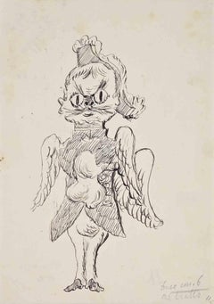 Al ballo (Il gatto volante) - Disegno di Leo Longanesi - Anni '30