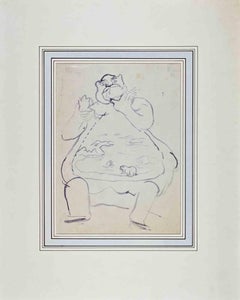 "The Glutton" - Acquerello su carta, stile moderno, 1934 circa, senza cornice