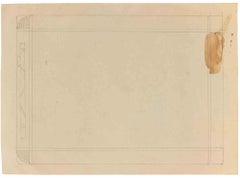Disegni di figure degli anni ’50 realizzati con acquerello moderno e matita, senza cornice