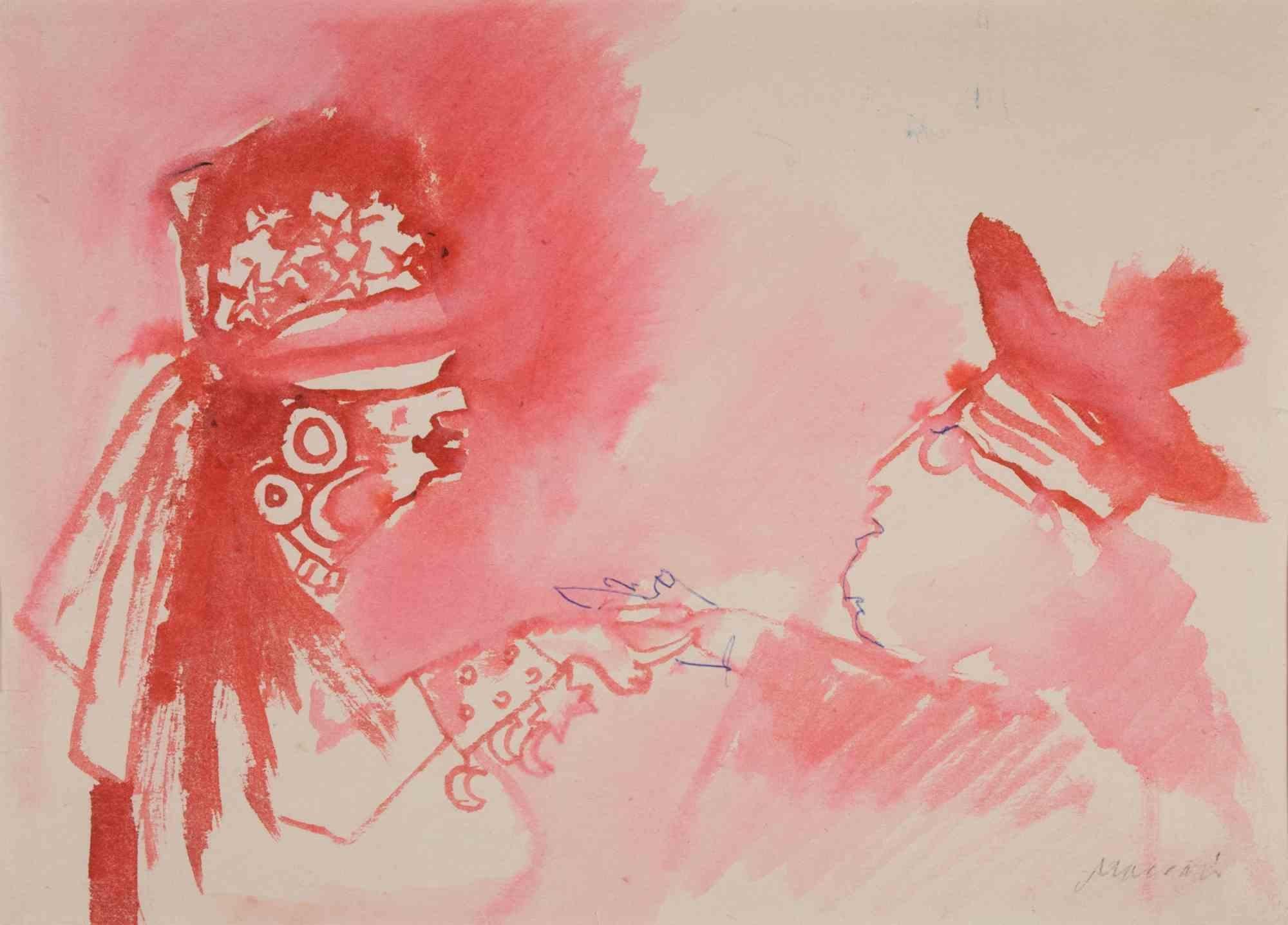 The Fortune Teller - Drawing by Mino Maccari - 1960s